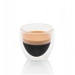Set 2 pahare pentru espresso ETA 4181 93000, 80 ml, pereti dubli din sticla borosilicata, 