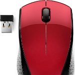 Mouse HP 220 (7KX10AA), Optic, USB, Wireless, 1600 DPI, 3 butoane, Negru-Rosu, HP