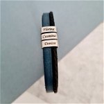 Bratara barbateasca Blue&Black - 3 Elemente inox arginti - Piele in 2 culori cu inchizatoare clips din inox, Chic Bijoux