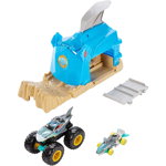Pista de masini Hot Wheels by Mattel Monster Truck Pit and Launch Shark Wreak cu 2 masinute, Hot Wheels