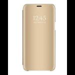 Husa Tip Carte Mirror Samsung Galaxy A50 Gold Cu Folie Sticla Upzz Glass Inclusa In Pachet, Upzz