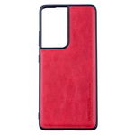 Husa de protectie Loomax, Samsung Galaxy S21 Ultra, piele ecologica, rosu, Loomax