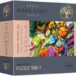 Puzzle din lemn Trefl - Wood Craft, Cocktailurile colorate, 500+1 piese