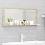 Oglinda de perete pentru baie din pal extralucios vidaXL, PAL, 90 x 10.5 x 37 cm, Negru