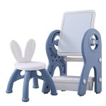 Set masa si scaun pentru copii, interactiva 2 in 1 cu tabla de scris si masa lego, cu 3 carioci si jucarii lego incluse, Tenq RS