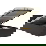 vidaXL Cadru pat hidraulic cu ladă gri 90x200 cm, piele ecologică, vidaXL