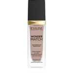 Eveline Cosmetics Wonder Match fard lichid de lunga durata cu acid hialuronic culoare 45 Honey 30 ml, Eveline Cosmetics