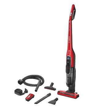 Aspirator vertical BOSCH Athlet ProAnimal BCH86PET1, 0.9 L, 25.2 V, 19.51 kWh/an,autonomie max 60 min, Motor HiSpin, perie All Floor High Power, rosu