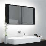 Dulap de baie cu oglinda si LED vidaXL, negru, 90x12x45 cm acril, 9.5 kg