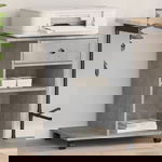 vidaXL Suport pentru imprimantă cu roți, gri beton, 60x40x68,5 cm, vidaXL