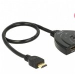 Switch Hdmi 3 porturi Uhd 4K + cablu integrat 0.5m, Delock 18600, Delock