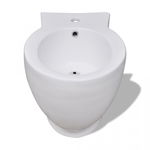 Bideu rotund pe pardoseală, ceramică calitate superioară, alb, Casa Practica