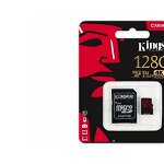 Card de memorie Kingston MicroSDXC Canvas React 128GB Class 10 100R UHS I U3 V30 Adaptor, Nova Line M.D.M.