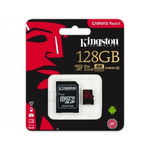 Card de memorie Kingston MicroSDXC Canvas React 128GB Class 10 100R UHS I U3 V30 Adaptor, Nova Line M.D.M.