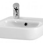 Lavoar baie suspendat 40 cm, alb lucios, montare baterie colt, Cersanit Facile, Cersanit