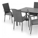 Set 8 scaune si masa dreptunghiulara mare Encore/Presley, aluminiu, negru, Maison