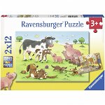 Puzzle Familii Fericite De Animale, 2X12 Piese, Ravensburger