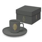 Set ceasca cu farfurioara Espresso - Pure Gold Leaves Anthracite Matte, PPD