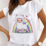 Tricou Dama Alb "Rainbow Sheep" Engros, 