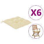 Set perne de scaun vidaXL, 6 buc., alb crem, 40x40x7 cm, textil oxford, 2.25 kg