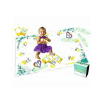 Milestone Blanket - Paturica pufoasa pentru fotografii si amintiri - nou nascuti si bebelusi - set cadou cu accesorii foto incluse - Flori si fluturasi