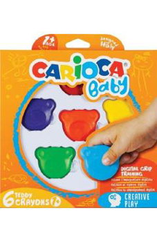 Creioane cerate Carioca Baby Teddy, set 6 culori, 1+