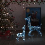 vidaXL Акрилна коледна украса семейство елени, 160 LED, студено бяло, vidaXL