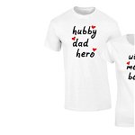 Set de tricouri albe Dad Hero/Mom Boss Cod SA613, Zoom Fashion