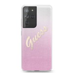Husă Guess Guess GUHCS21LPCUGLSPI Samsung Galaxy S21 Ultra roz/roz Husă rigidă Glitter Gradient Script