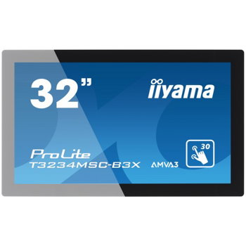 Monitor interactiv touchscreen iiyama ProLite T3234MSC 32 inch Full HD PCAP negru, IIYAMA