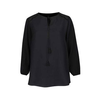 Bluza neagra Dorothy Perkins Curve cu siret cu ciucuri