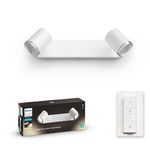 Aplica pentru oglinda din baie Philips Adore Hue, ZigBee Light Link, Bluetooth, 2xGU10, 5W (50W), 350 lm, lumina ambianta alba (2200-6500K), IP44, Alb, Intrerupator cu variator inclus