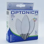 Set 3 becuri lumanare 6W (32W), E14, 480lm, lumina rece (6000K), opal, Optonica, Optonica