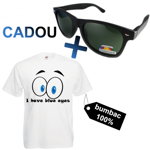 Tricou personalizat "I HAVE BLUE EYES"+ ochelari de soare nerd polarizati CADOU, Zukka
