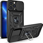 Husa Hybrid Armor Camshield pentru iPhone 13 Pro Max cu capac pentru camera neagra, ForIT