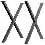 HOMCOM Set 2 picioare pentru masa, birou din otel in forma de X 80x4x72cm, negru, HOMCOM