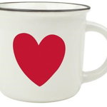 Cana - Cuppuccino Heart, 350 ml, Portelan, Alb