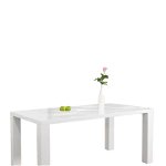 Masă de dining Gloss 160x90x76 cm, MDF, alb
