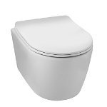 Vas WC suspendat, Balneo, LUXA, ceramica luciu alb Fara guler, design modern, cu placa care se inchide incet si kit de asamblare, foarte rezistent, se potriveste cu ramele Balneo, nu pateaza
