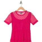 Imbracaminte Femei Love by Design Leo Mesh Babydoll Dress Bright Rose