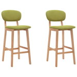 Set scaune de bar vidaXL, 2 buc., verde, material textil, 45 x 47 x 92 cm, 10.4 kg