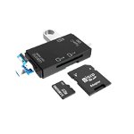 Cititor de Carduri de memorie SD, MicroSD/TF cu USB, USB Type-C 3.1, Micro USB - Negru