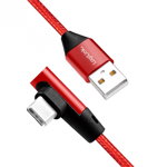 USB Male la USB-C Male, unghi 90°, 1 m, Red, Logilink