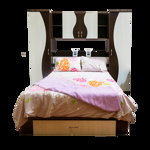 Dormitor tineret Laguna, PAL melaminat, pat + dulapuri + polite, wenge-stejar ferrara, Socub
