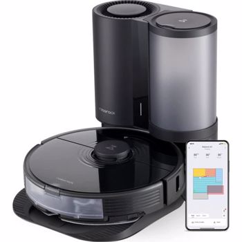 Robot de aspirare Roborock S7 plus, WiFi, Navigatie LiDar, Mop, 2500 Pa, 68W, recipient praf 470ml, recipient apa 300 ml, Sonic vibration mopping, + Statie inteligenta de golire automata Roborock Onyx, Sac antibacterial si filtru HEPA, Negru