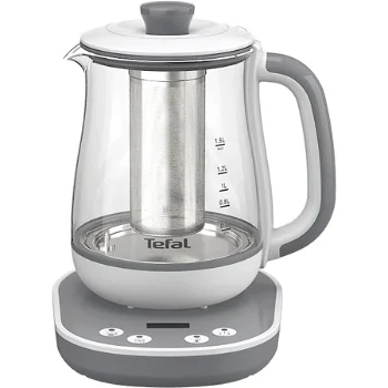 Tefal Infuzor pentru ceai Tefal Tastea BJ551B10, 8 trepte de temperatura, 1.5 L, ecran digital, functie pastrare la cald, gri/alb, Tefal