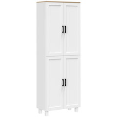 HOMCOM Dulap de Bucătărie cu 5 Rafturi Reglabile și 4 Uși, 60x30x170,5 cm, Alb | Aosom Romania, HOMCOM