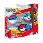 Pokemon - set figurina si centura clip n go, great ball & net ball & squirtle #1, Pokemon