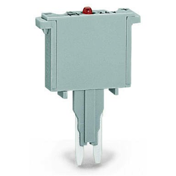 Fuse plug; with soldered miniature fuse; with indicator lamp; LED (red); DC 30 - 65 V; 500 mA FF; 5 mm wide; gray, Wago
