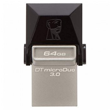 Memorie usb 3.0 | microusb 3.0 kingston 64 gb, profil mic | otg, carcasa metalic & plastic, negru / argintiu, "dtduo3/64gb" (include tv 0.03 lei)